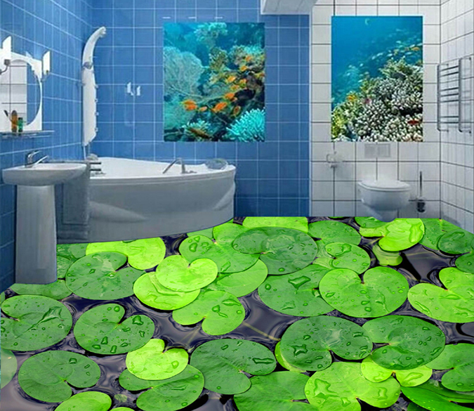 3D Lotus Leaf 165 Floor Mural Wallpaper AJ Wallpaper 2 