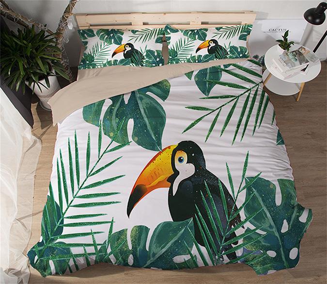 3D Toucan Leaves 102 Bed Pillowcases Quilt Wallpaper AJ Wallpaper 