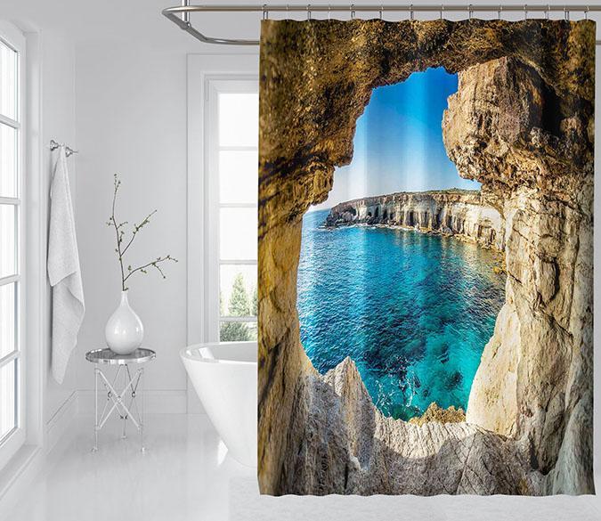 3D Cave Seaside 108 Shower Curtain 3D Shower Curtain AJ Creativity Home 