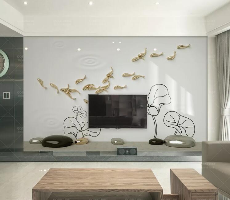 3D Golden Swimming Fish WC193 Wall Murals