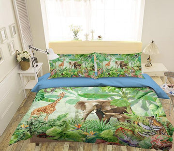 3D Forest Animals 086 Bed Pillowcases Quilt Wallpaper AJ Wallpaper 