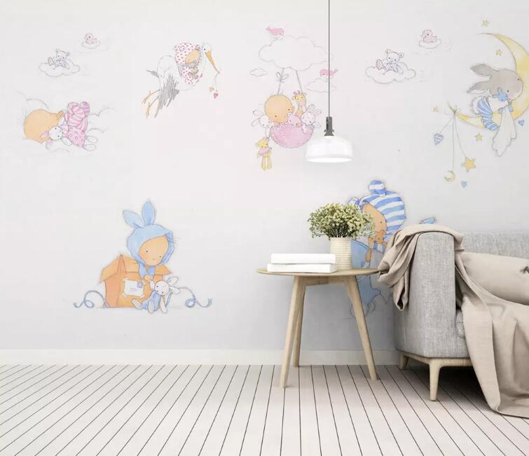 3D Cute Bunny WG33 Wall Murals Wallpaper AJ Wallpaper 2 