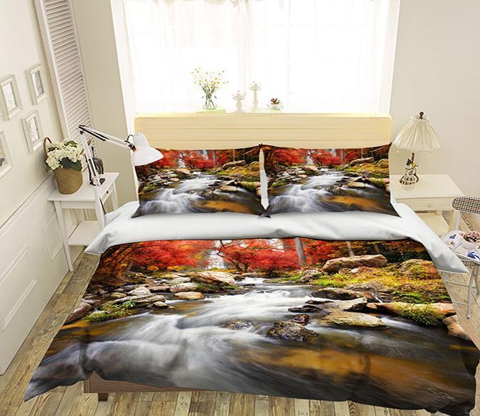 3D Waterfall Rapids 162 Bed Pillowcases Quilt Wallpaper AJ Wallpaper 