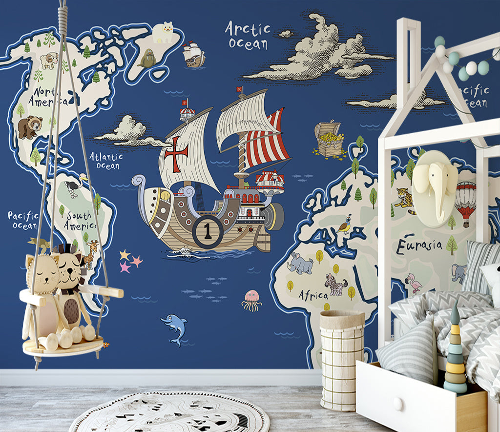 3D Ship Map WG446 Wall Murals