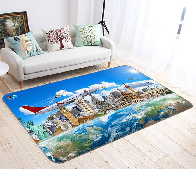 3D Tower Aircraft 497 Non Slip Rug Mat Mat AJ Creativity Home 