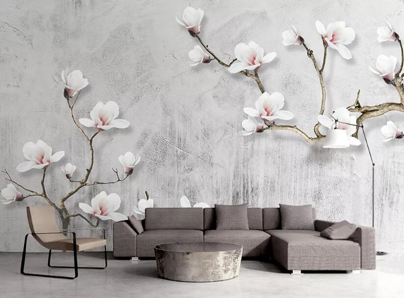 3D White Flowers WG03 Wall Murals Wallpaper AJ Wallpaper 2 