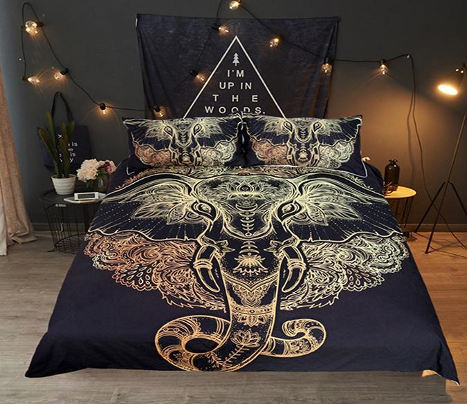 3D Elephant Head Mandala 198 Bed Pillowcases Quilt Wallpaper AJ Wallpaper 