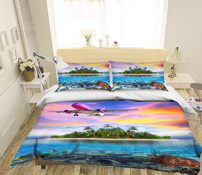 3D Island Aircraft 164 Bed Pillowcases Quilt Wallpaper AJ Wallpaper 