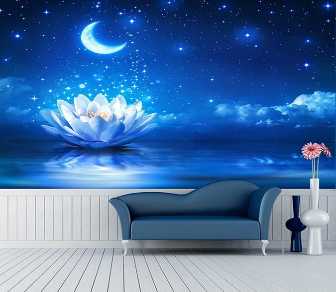 3D Moon Lotus 665 Wallpaper AJ Wallpaper 