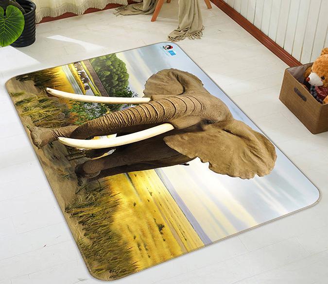 3D Ivory Elephant 544 Non Slip Rug Mat Mat AJ Creativity Home 