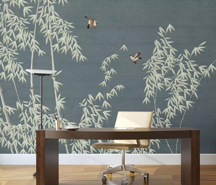 3D Bamboo Leaves WG662 Wall Murals