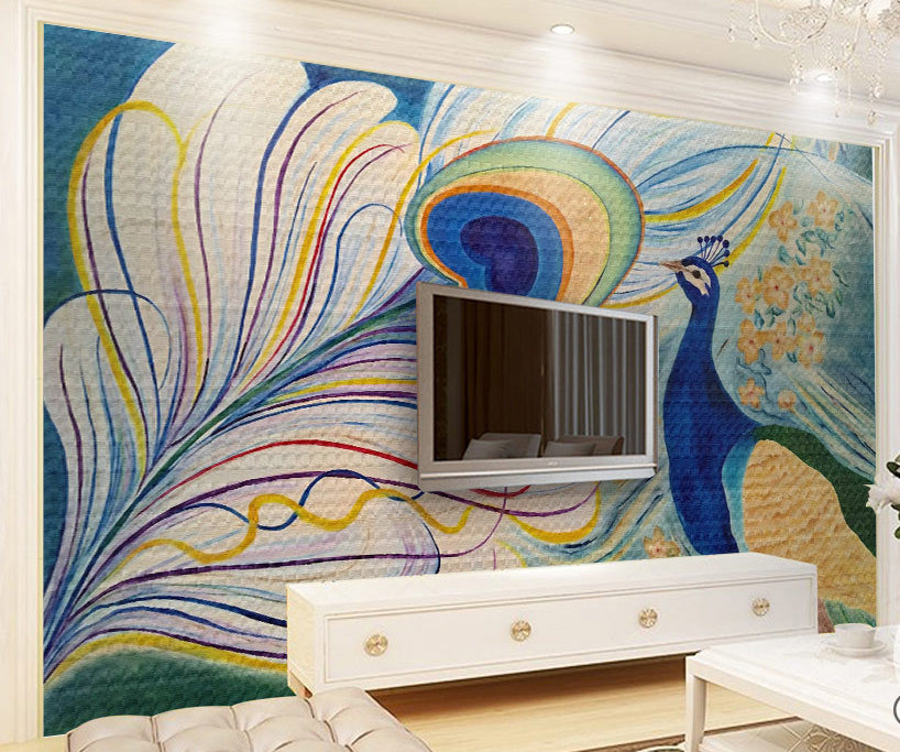 3D Painted Peacock WG146 Wall Murals