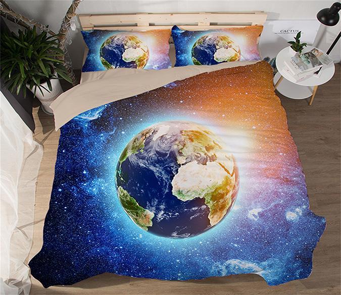 3D Glowing Earth 105 Bed Pillowcases Quilt Wallpaper AJ Wallpaper 