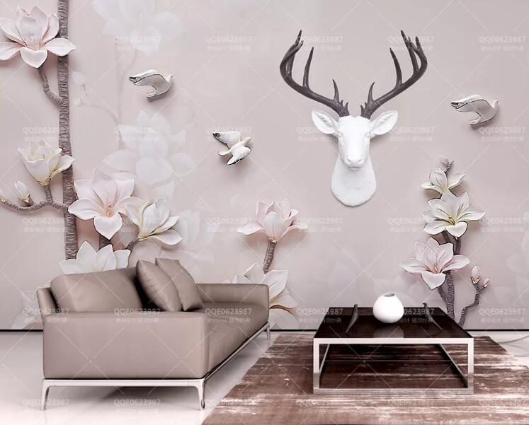 3D Pigeon Flower WG698 Wall Murals