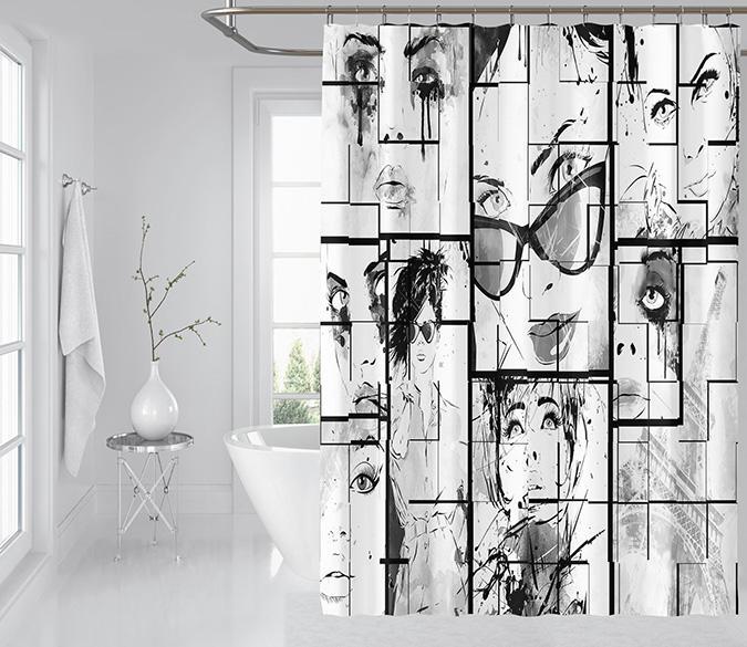 3D Sunglasses Woman 100 Shower Curtain 3D Shower Curtain AJ Creativity Home 