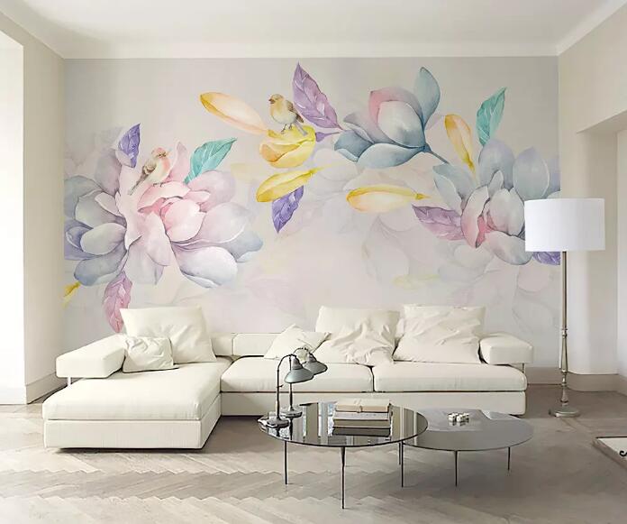 3D Water Lily Bird WG500 Wall Murals