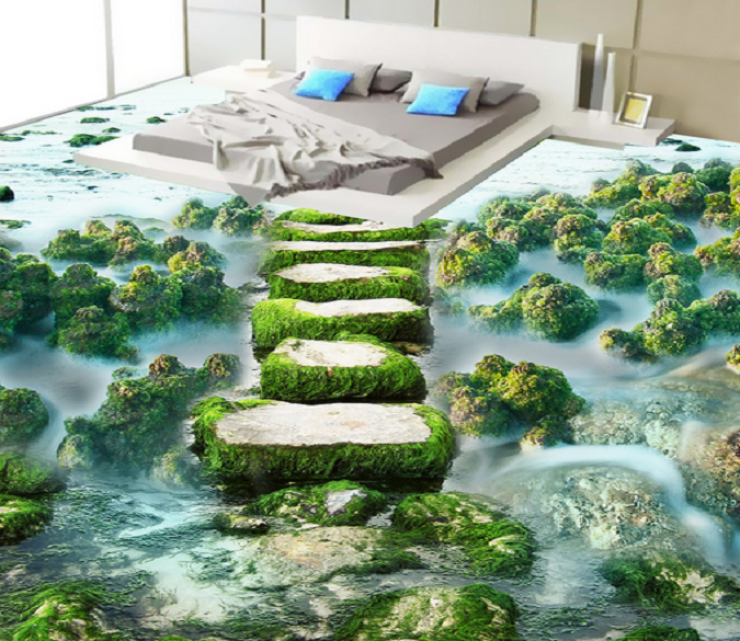 3D Moss Stone 038 Floor Mural Wallpaper AJ Wallpaper 2 