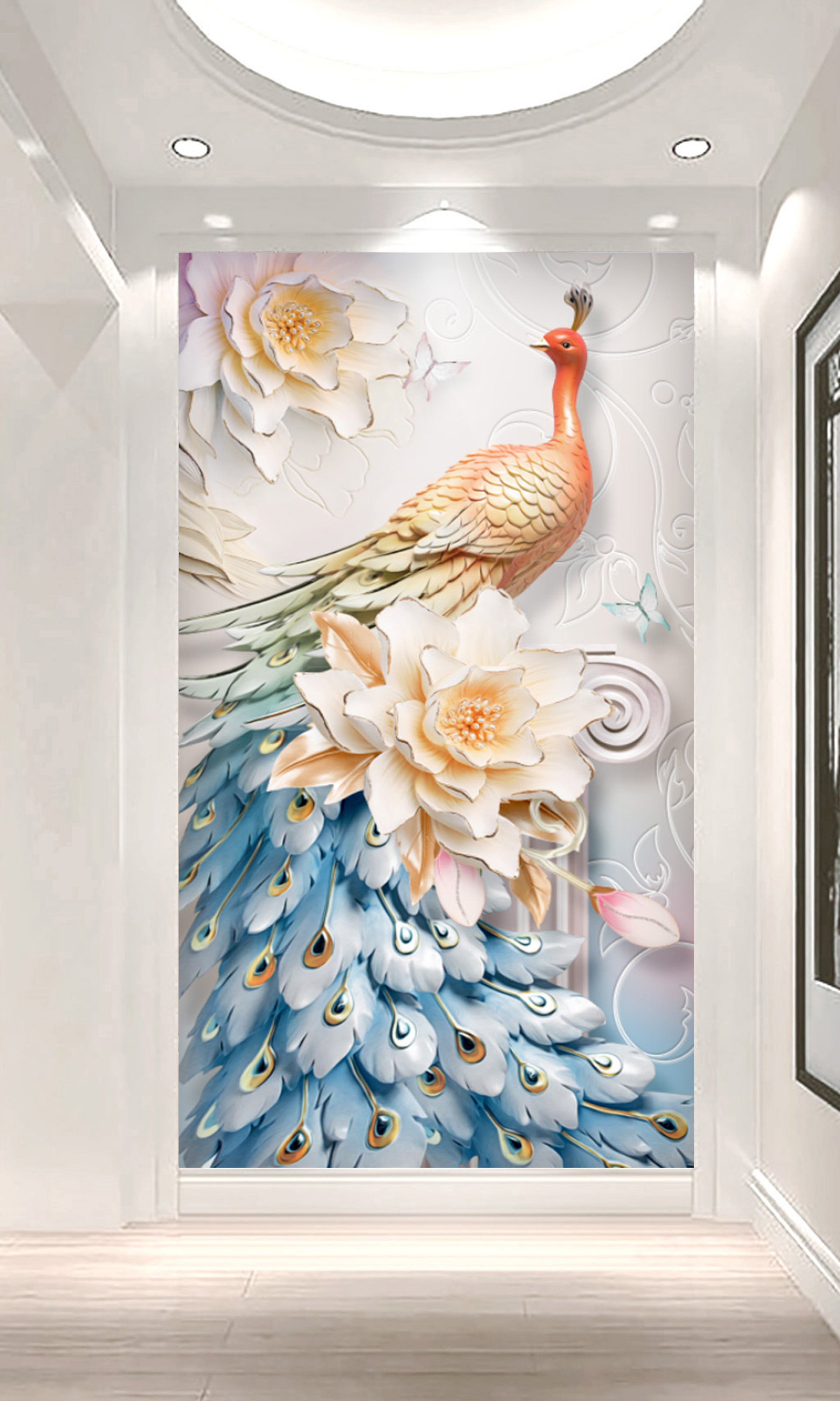 3D Blue Peacock WG018 Wall Murals