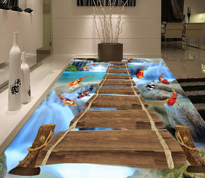 3D Wooden Bridge 306 Floor Mural Wallpaper AJ Wallpaper 2 