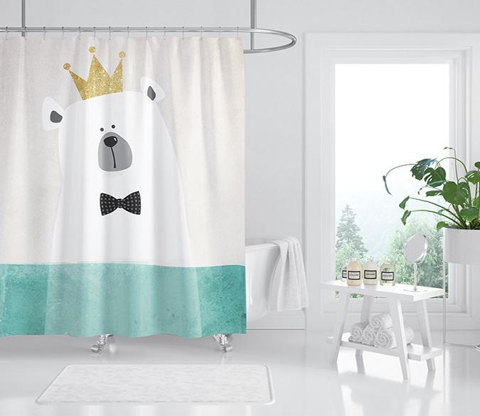 3D Cartoon White Bear 105 Shower Curtain 3D Shower Curtain AJ Creativity Home 