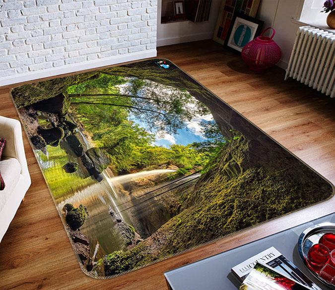 3D Cave Waterfall 467 Non Slip Rug Mat Mat AJ Creativity Home 