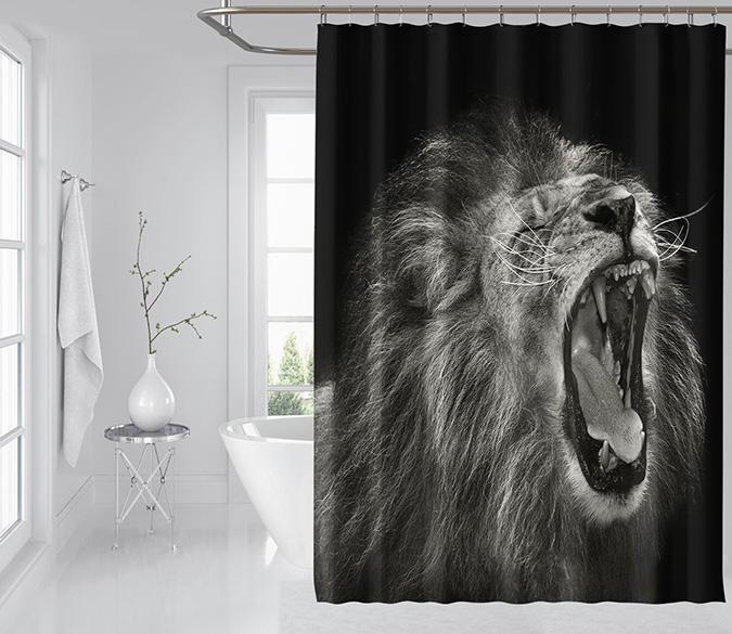 3D Big Mouth Lion 087 Shower Curtain 3D Shower Curtain AJ Creativity Home 