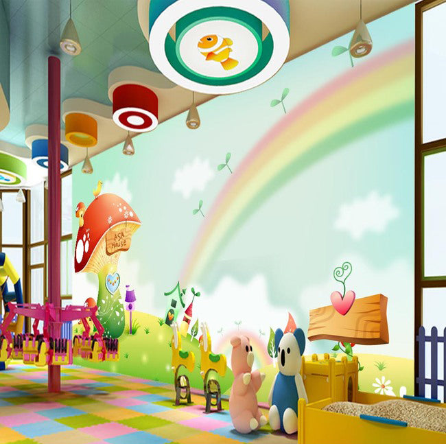 3D Rainbow Mushroom WG142 Wall Murals