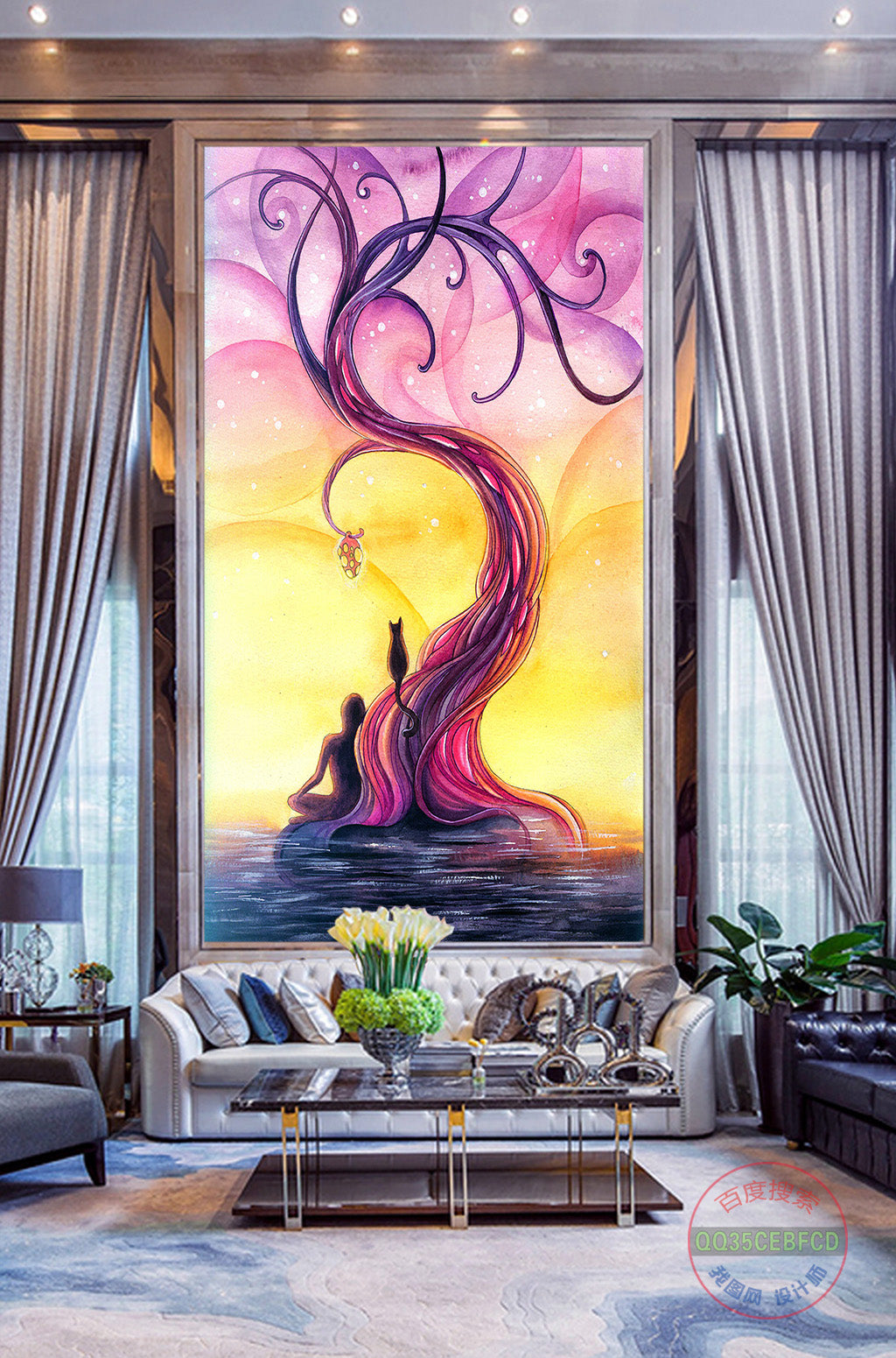 3D Purple Tree WG037 Wall Murals