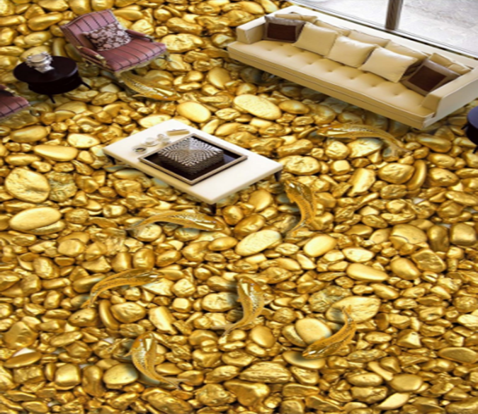 3D Golden River 078 Floor Mural Wallpaper AJ Wallpaper 2 