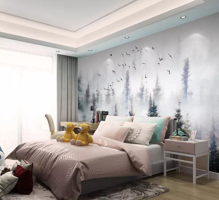 3D Foggy Forest WG19 Wall Murals Wallpaper AJ Wallpaper 2 