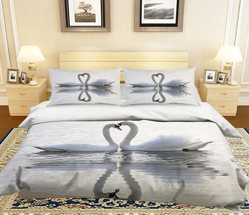 3D Lovers Swan 091 Bed Pillowcases Quilt Wallpaper AJ Wallpaper 