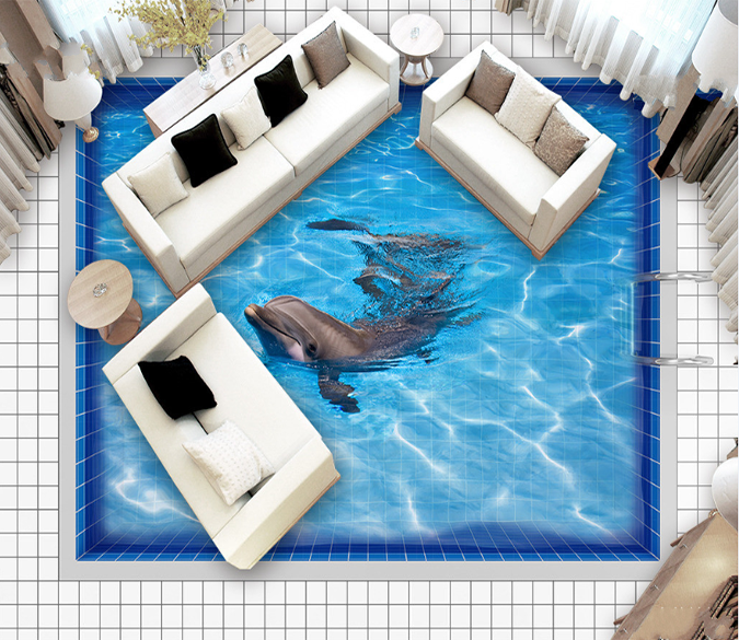 3D Dolphin 021 Floor Mural Wallpaper AJ Wallpaper 2 