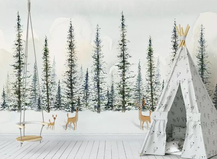 3D Deer Forest WG16 Wall Murals Wallpaper AJ Wallpaper 2 