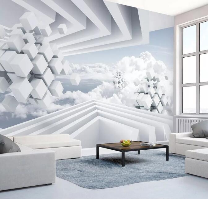 3D Silver Geometry WG19 Wall Murals Wallpaper AJ Wallpaper 2 