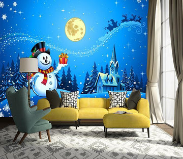 3D Moon Snowman 005 Wallpaper AJ Wallpaper 