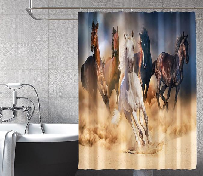 3D Running Horse Dust 101 Shower Curtain 3D Shower Curtain AJ Creativity Home 