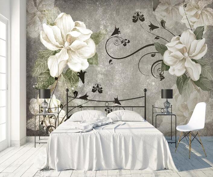 3D White Flower WG538 Wall Murals