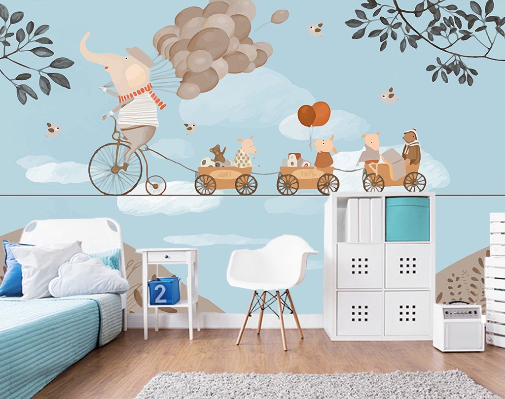 3D Elephant Riding A Bicycle 81 Wall Murals Wallpaper AJ Wallpaper 2 