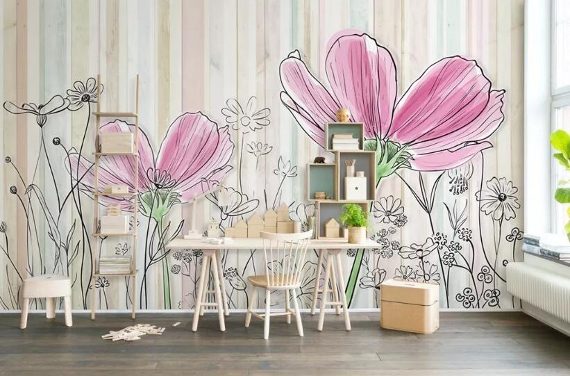 3D Drawing Flowers WG560 Wall Murals