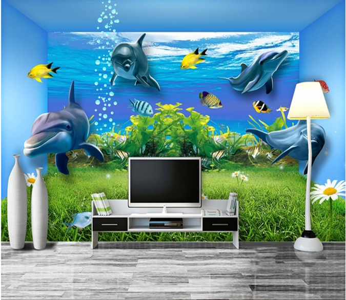 3D Seaweed Dolphin 014 Wallpaper AJ Wallpaper 