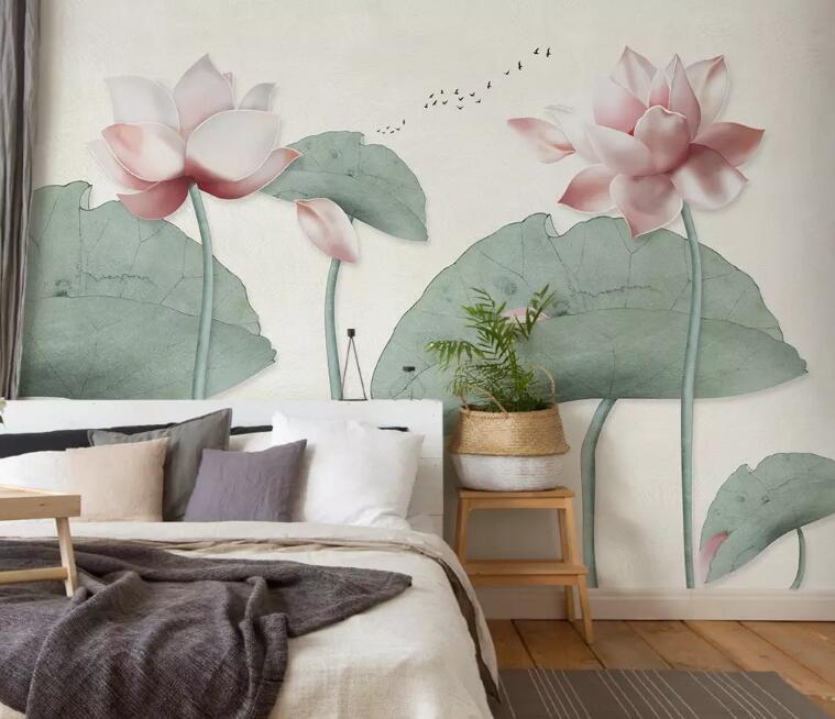 3D Lotus Pond WG916 Wall Murals