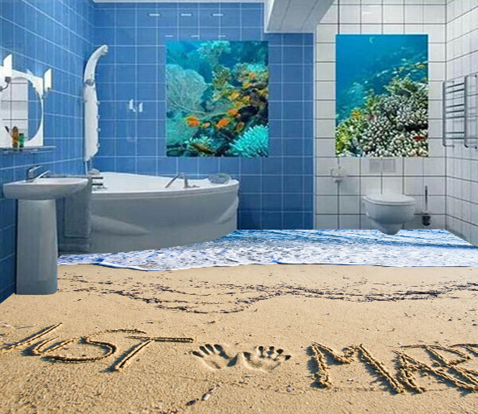 3D Beach Writing 190 Floor Mural Wallpaper AJ Wallpaper 2 