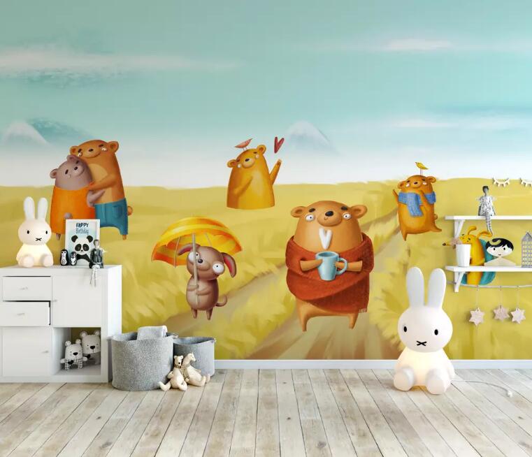 3D Pig Wheat Field WG1130 Wall Murals