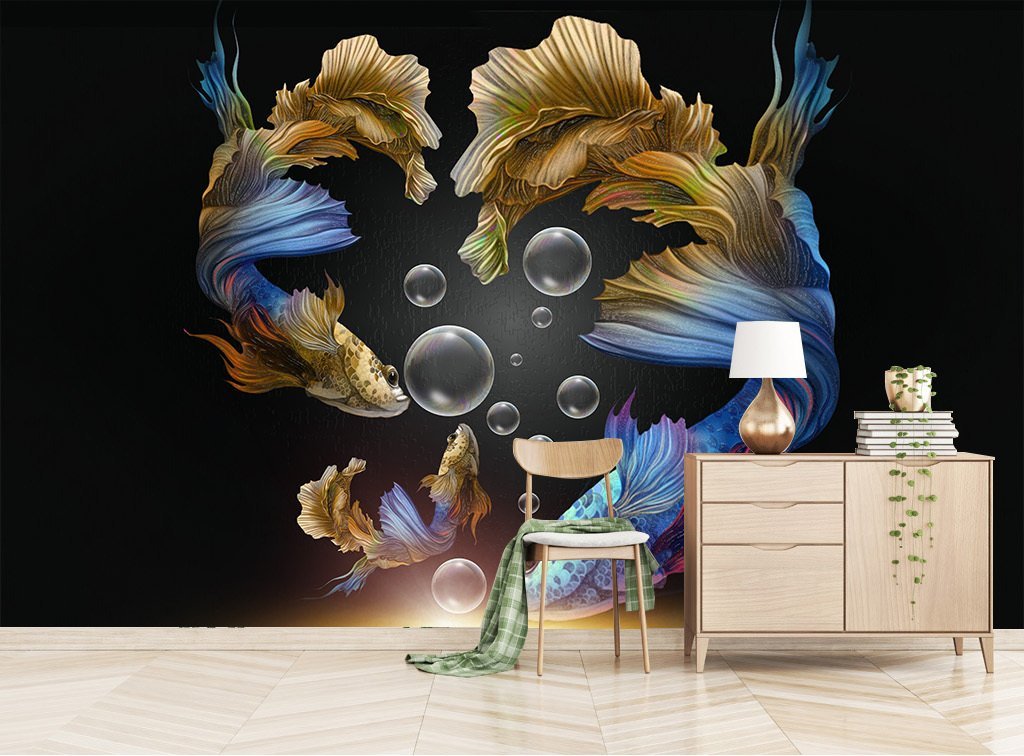 3D Goldfish Bubble 363 Wall Murals Wallpaper AJ Wallpaper 2 