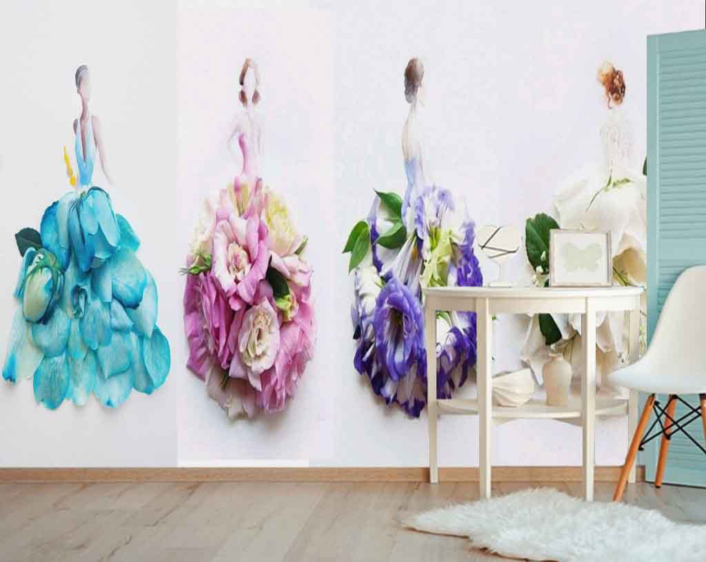 3D Flower Dress WG074 Wall Murals