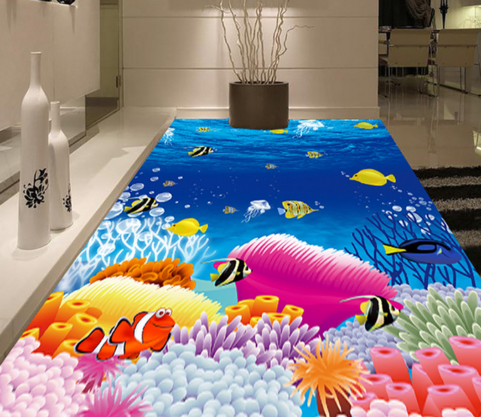 3D Cartoon Fish 053 Floor Mural Wallpaper AJ Wallpaper 2 