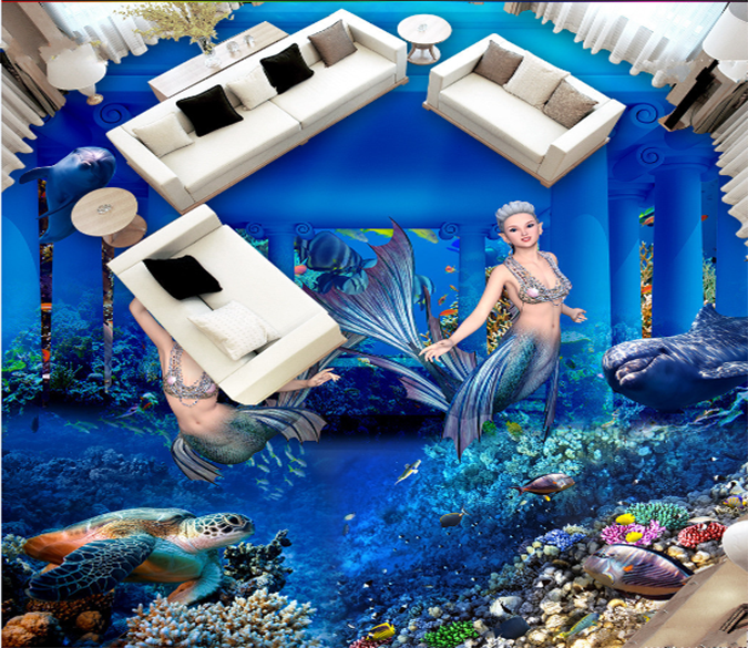 3D Happy Mermaid 032 Floor Mural Wallpaper AJ Wallpaper 2 