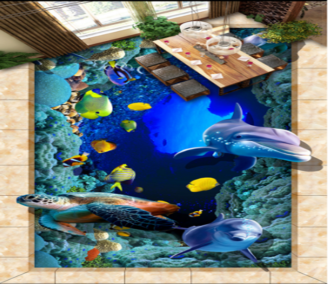 3D Turtle Swims 390 Floor Mural Wallpaper AJ Wallpaper 2 