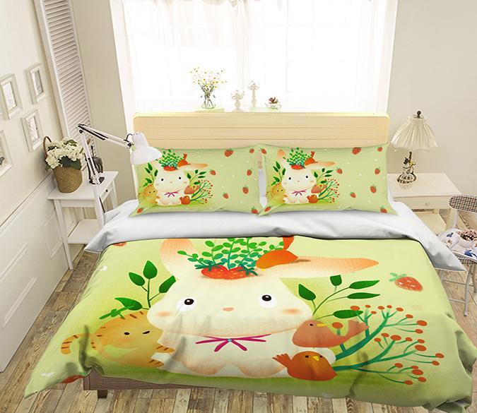 3D Rabbit Strawberry 115 Bed Pillowcases Quilt Wallpaper AJ Wallpaper 