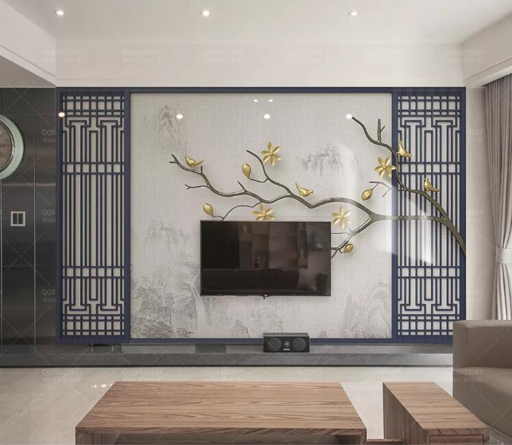 3D Golden Leaves WC148 Wall Murals